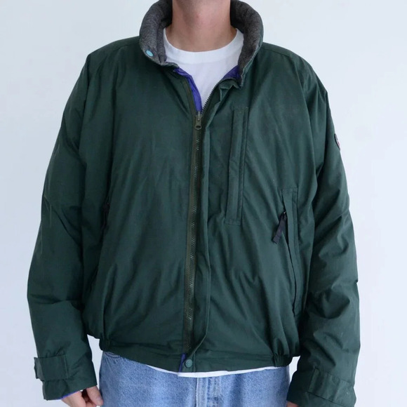 VTG 90S Nautica Elevation 8000 Reversible Blue Green Puffer Zip Up Winter Jacket - Picture 2 of 16